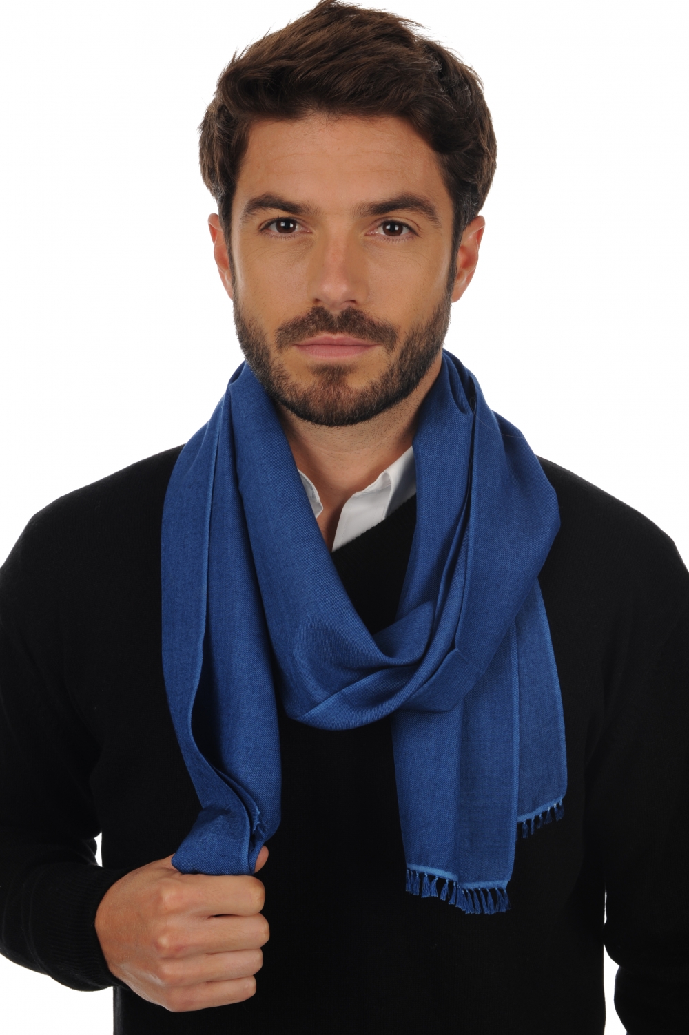 Cashmere & Seide kaschmir pullover herren scarva preussischblau 170x25cm